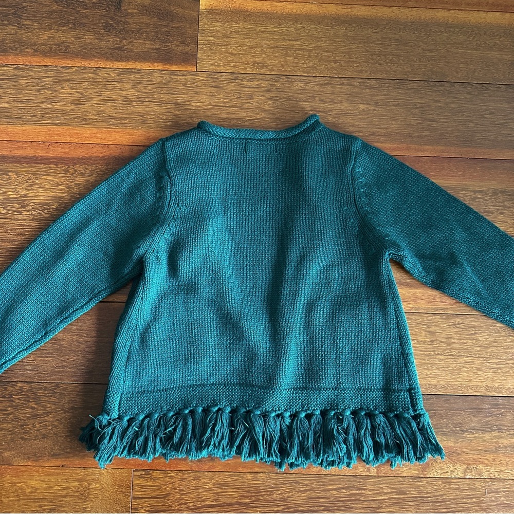 Pink Chicken Green Fringe Cardigan - Sz 2T (runs big) - Picture 4 of 9